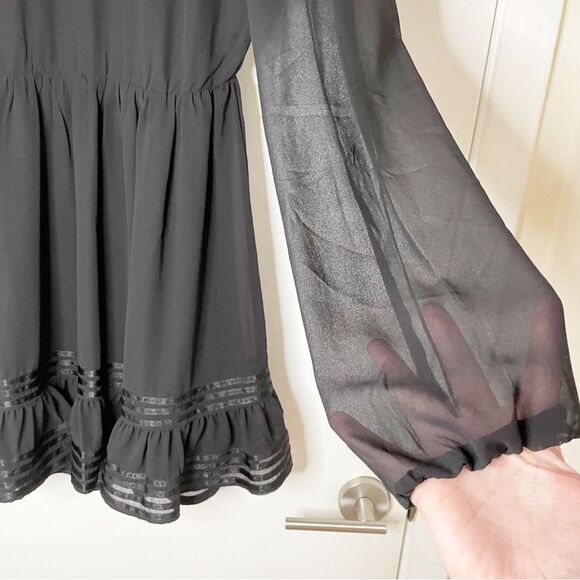 Lovers + Friends Allister Long Sleeve Mini Dress Black Sheer Revolve M - Picture 13 of 14